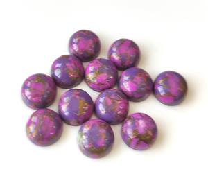 Venta al por mayor exclusiva púrpura cobre turquesa 3mm-40mm Natural parte posterior plana cabujón redondo piedras preciosas sueltas fabricación de joyas - Product Image 1