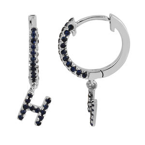 Proveedor de joyería de alta calidad, pendientes de aro con letra E de plata de ley 925 con topacio blanco, regalo de joyería para mujer - Product Image 4