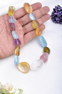 Collar de Piedras Preciosas Mixtas Lisas, 18 Pulgadas, Cuentas Lisas de Piedras Preciosas Mixtas Naturales para la Elaboración de Joyería Fina - Product Image 6