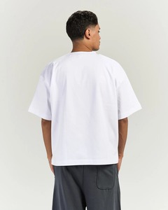 Personnalisable Heavyweight Oversized T-Shirt Homme Noir 100% Coton Cropped Crew Neck Boxy Fit Street Wear Tissu Tricoté - Product Image 4