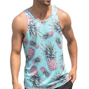 Débardeurs personnalisés avec impression par sublimation complète pour hommes 100% gilet de gymnastique en polyester pour hommes Débardeur sans manches T-shirt - Product Image 6