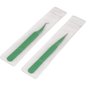 Las mejores puntas de fibra, pinzas de volumen de 90 grados, pinzas de extensión de pestañas verdes personalizadas de acero inoxidable, pinzas de punta de fibra para pestañas - Product Image 3