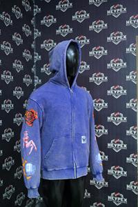 Sweat à capuche personnalisé 100% coton French Terry Broderie vieillie avec impression brodée lavage à l'acide strass - Product Image 4