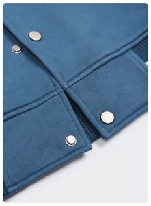 Chaqueta Bomber Unisex Vintage, Talla Grande, Parches Personalizados, Bordado, Estilo Casual, Lona Teñida Lisa, Logotipo, Estilo Universitario - Product Image 4