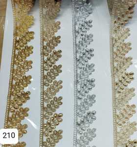 Garniture en dentelle de perles brodées dorées sur mesure, un mélange parfait d'artisanat traditionnel et d'élégance moderne - Product Image 6