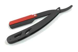 Instruments de soin de beauté pour barbiers, rasoir droit réutilisable pour barbiers, rasoir en acier inoxydable noir et rouge, approuvé CE - Product Image 3