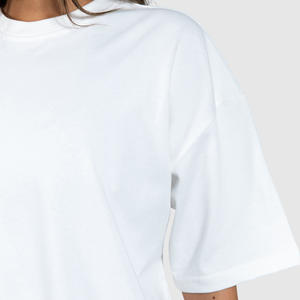 Camisetas personalizadas de algodón para mujer, ropa de talla grande, Color liso, con Logo personalizado, venta al por mayor - Product Image 4