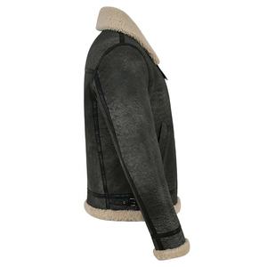 Hommes de B3 Bomber en peau de Mouton En Cuir Veste En Peau de Mouton Cru Style Hiver Chaud En Fausse Fourrure Veste - Product Image 4