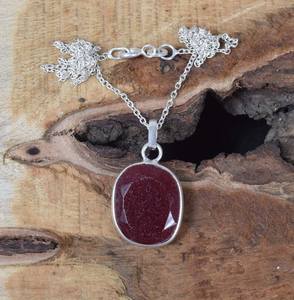 Pendentif en rubis, argent sterling 925, fait à la main, pierre précieuse ovale, bijoux pour femmes, collier élégant, cadeau - Product Image 4
