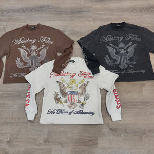 Camiseta de algodón pesado de gran tamaño con lavado ácido para hombre, estampado gráfico Vintage, ropa de calle de talla grande - Product Image 2