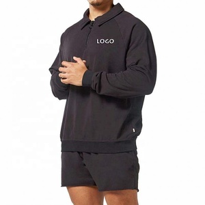 1/4 quart zip pull chemise en gros OEM poids lourd surdimensionné hommes sweats à capuche décontracté demi fermeture éclair revers Sport sweats à capuche pour hommes - Product Image 2
