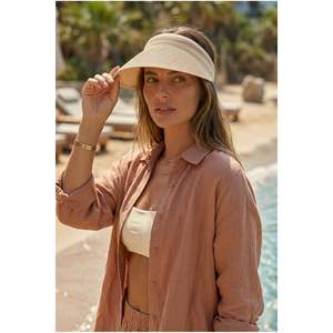 Visière de soleil beige à large bord, chapeau de sport et de plage d'été HSR2000 - Beige - Product Image 3