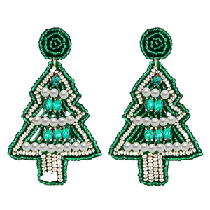 Déclaration À La Mode Broderie Perlée Jour De Noël Dangle Boucle D'oreille Avec Un Travail Manuel Fantaisie Et Un Beau Look De L'Inde - Product Image 1