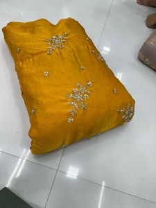 ผ้าไหม100% ที่ออกแบบมาสำหรับงานเย็บปักถักร้อยลูกปัดและหินลายดอกไม้หลากสีสำหรับชุดสูทแบบดั้งเดิมและ lehengas - Product Image 2