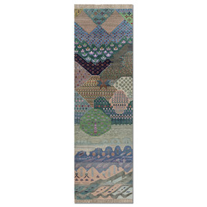 Tapis de luxe Manchaha vert noué à la main en laine, soie de bambou et jute, motif floral, style moderne, lavable pour adolescents - Les-2857 - Product Image 1