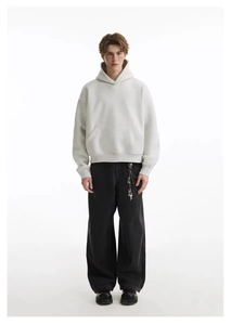 Sweat à capuche d'hiver de haute qualité, 400g, poids lourd, taille EU/US, brodé, style streetwear, pour homme et femme, coupe régulière, 100% coton, court et ample - Product Image 5