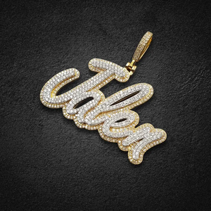 จี้ตัวอักษรแบบกำหนดเอง ทำจากเงินแท้ 925 ประดับเพชรโมอิสซาไนต์เคลือบทอง สไตล์ฮิปฮอป - Product Image 3