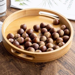 Nordic style round wooden <b>drinks</b> serving <b>trays</b> with handles bamboo bar <b>trays</b> from Vietnam manufacturer - Product Image 4