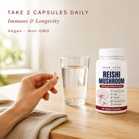 Extrait de Reishi Rouge 1000mg, Capsules de Champignons, Deux Capsules par Jour, Végétalien