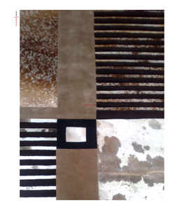 Tapis en laine de Nouvelle-Zélande de haute qualité, design géométrique moderne, tufté à la main, avec patchwork en cuir abstrait, pour la maison, le salon - Product Image 2