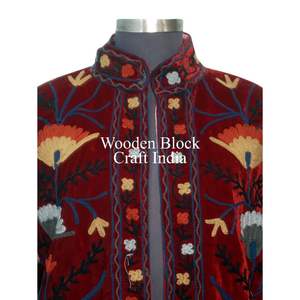 Chic Suzani Embroidery <b>Velvet</b> Winter <b>Jacket</b> Vintage Coat Unisex Winter <b>Jacket</b> Ethnic Chic Outerwear Vintage Style Suzani <b>Jacket</b> - Product Image 3