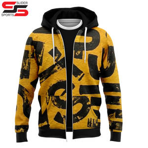 Sweat-shirt à capuche surdimensionné en polyester 3D avec fermeture éclair pour hommes, imprimé par sublimation, grande taille 100% - Product Image 1