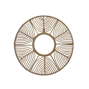 Espejo de Pared Redondo de Ratán Natural Hecho a Mano, Decoración para Sala de Estar, Espejo Decorativo de Pared de Fábrica de Vietnam - Product Image 1