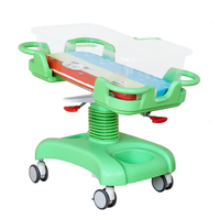 Lit d'hôpital pour bébé en plastique ABS réglable en hauteur et en angle avec chariot métallique