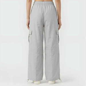 Pantalones Cargo de Cintura Alta para Mujer en Gris Claro, Lona Transpirable, Estilo Casual para Primavera - Product Image 2