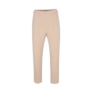 กางเกงลำลองเครปเอวสูงสีเบจสไตล์คลาสสิกทรงดินสอและปลายบาน - Product Image 1