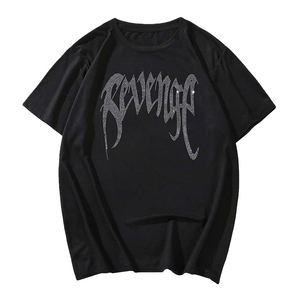 100% coton été surdimensionné Streetwear décontracté Hip Hop t-shirt personnalisé strass transfert t-shirts pour hommes - Product Image 1