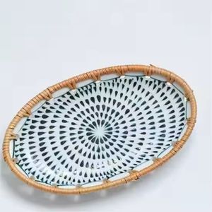 Le plus récent bol de service de fruits en rotin rond uni avec poignée meilleur bol de service décoratif de table pour la maison et l'utilisation de table - Product Image 5