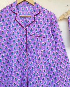 Ensemble de nuit pour femmes Vêtements de nuit PJ Set Cotton Handmade Night Suits - Product Image 2