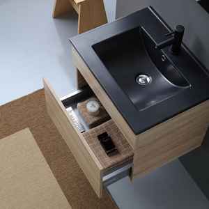 Matte <b>Black</b> 60cm Natural Oak Wall-Hung <b>Bathroom</b> Vanity <b>Unit</b> with Sink Shanghai Product Category Basins - Product Image 6