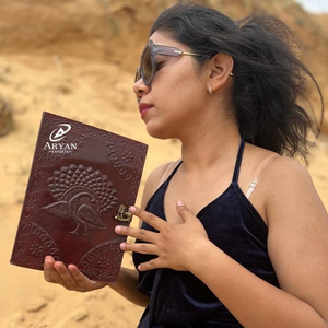 Baru asli Tooled tangan timbul kulit perunggu gesper kunci jurnal Boho tradisional Vintage kulit kunci puisi perjalanan Jurnal