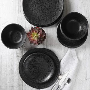 Casa Conjunto de louca de melamina redondo Yoko servico para quatro (12 pecas) preto <span class=keywords><strong>fosco</strong></span> - Product Image 5