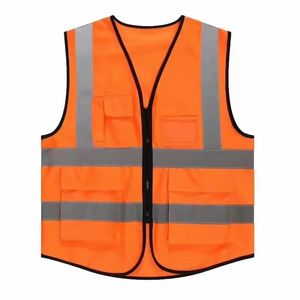 Amna Apparels Hot Sale Custom Logo Pockets Construction Wholesale High Visibility Reflective Breathable Cotton/Polyester <b>Vest</b> - Product Image 4