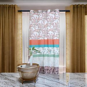 ผ้าม่านผ้าฝ้ายพิมพ์ลายดิจิทัลพร้อมห่วงรูปแบบฤดูใบไม้ผลิลายดอกไม้ทันสมัยสำหรับห้องนั่งเล่นบ้านโรงแรมสำนักงาน - Product Image 1