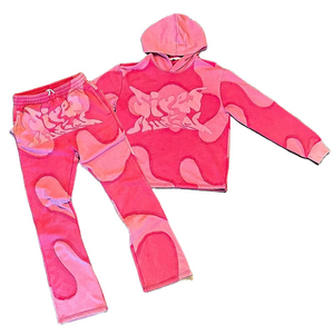 Survêtement à broderie en détresse pour hommes Sweat à capuche et pantalon Ensemble Jogging Survêtement Ensembles de survêtement de haute qualité - Product Image 2