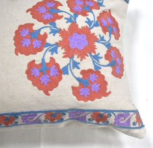 Funda de cojín de algodón 100% con bordado Floral ecológico para uso doméstico y hotelero, fundas de almohada y cojín - Product Image 1