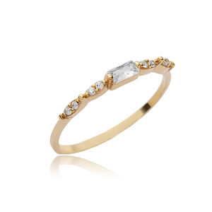 Baguette Cz Stone Design Thin Cluster Pendientes Venta al por mayor Plata de Ley 925 Joyería turca hecha a mano - Product Image 3