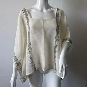 Haut pour filles vintage imprimé à la main, style élégant, imprimé floral respirant, haut court en tissu tricoté, haut décontracté pour femmes, cadeau pour elle - Product Image 1