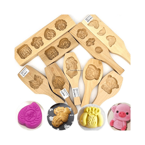 Mejor oferta 2024 molde de pastel de Luna tallado de madera tradicional molde bancario de madera Natural para hacer decoración de pasteles herramienta de pastel - Product Image 2