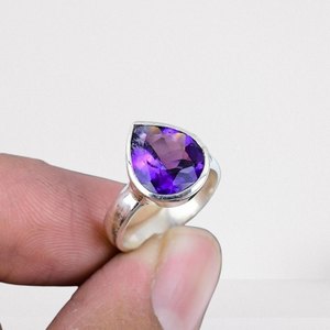 Anillo giratorio de amatista de plata de ley sólida 925, joyería de piedras preciosas clásicas hechas a mano con chapado en rodio, el mejor diseño, estilo de moda - Product Image 1