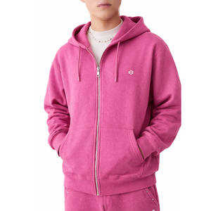 Chaqueta con Capucha de Forro Polar con Cierre Frontal de Color Sólido para Hombre, Sudadera Informal de Manga Larga de Corte Holgado para Producción al por Mayor - Product Image 1