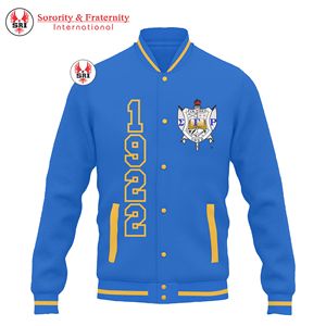 Sigma Gamma Rho Sorority Varsity Jacket personnalisé bleu et or Letterman pour les femmes brodées personnalisées sur commande - Product Image 2