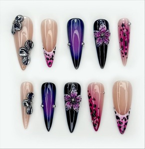 Uñas Postizas Personalizadas con Diseño Cuadrado Largo y Patrón Sólido - Material ABS, Cero Presión, Aspecto Natural, Pegamento de Calidad Profesional para Uñas - Product Image 2