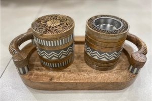 Incrustation de nacre en bois Photophore Bakhoor et coffret ou cadeaux de Ramadan et de l'Aïd - Product Image 2