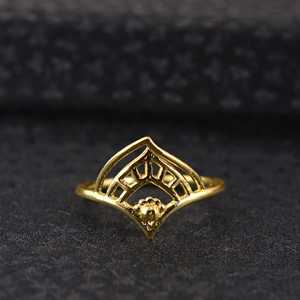 Extremely Design Boho Geometric <b>Crown</b> <b>Ring</b> Dainty Brass <b>Rings</b> Women 18K Gold Plated Tribal Chevron <b>Ring</b> for Wholesale/OEM/ODM - Product Image 4