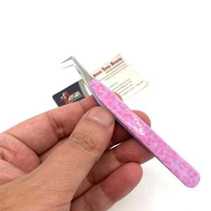 Pince à épiler fine à 90 degrés, rose léopard, acier inoxydable, impression de logo personnalisée, pointe en fibre fine, service OEM - Product Image 4